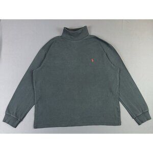 Rare Vintage 90s Polo Ralph Lauren Turtle Mock Neck Black Longsleeve Shirt Large